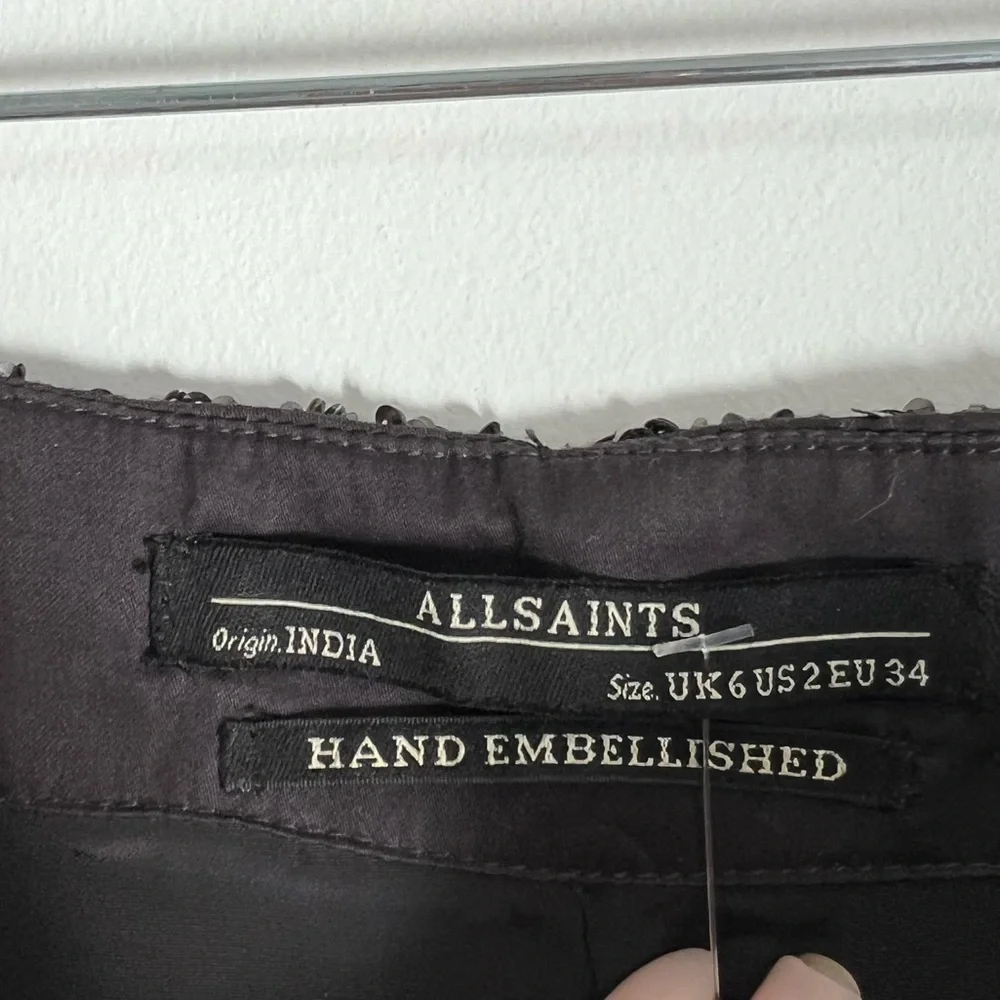 All Saints Black Hand Embellished Mini Skirt - Picture 5 of 6
